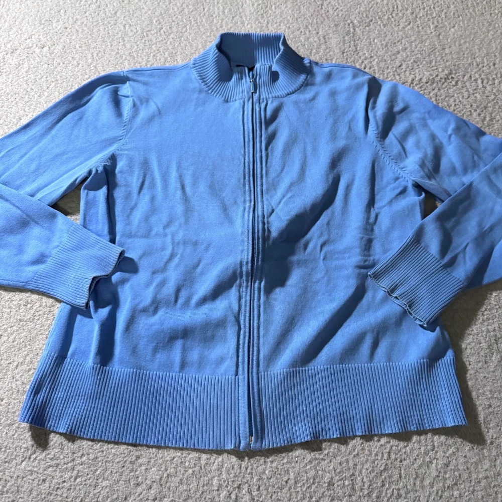 Carolyn Taylor Long Sleeve‎ Sweater Blue Women's Size PXL Womens Full Zip Petite